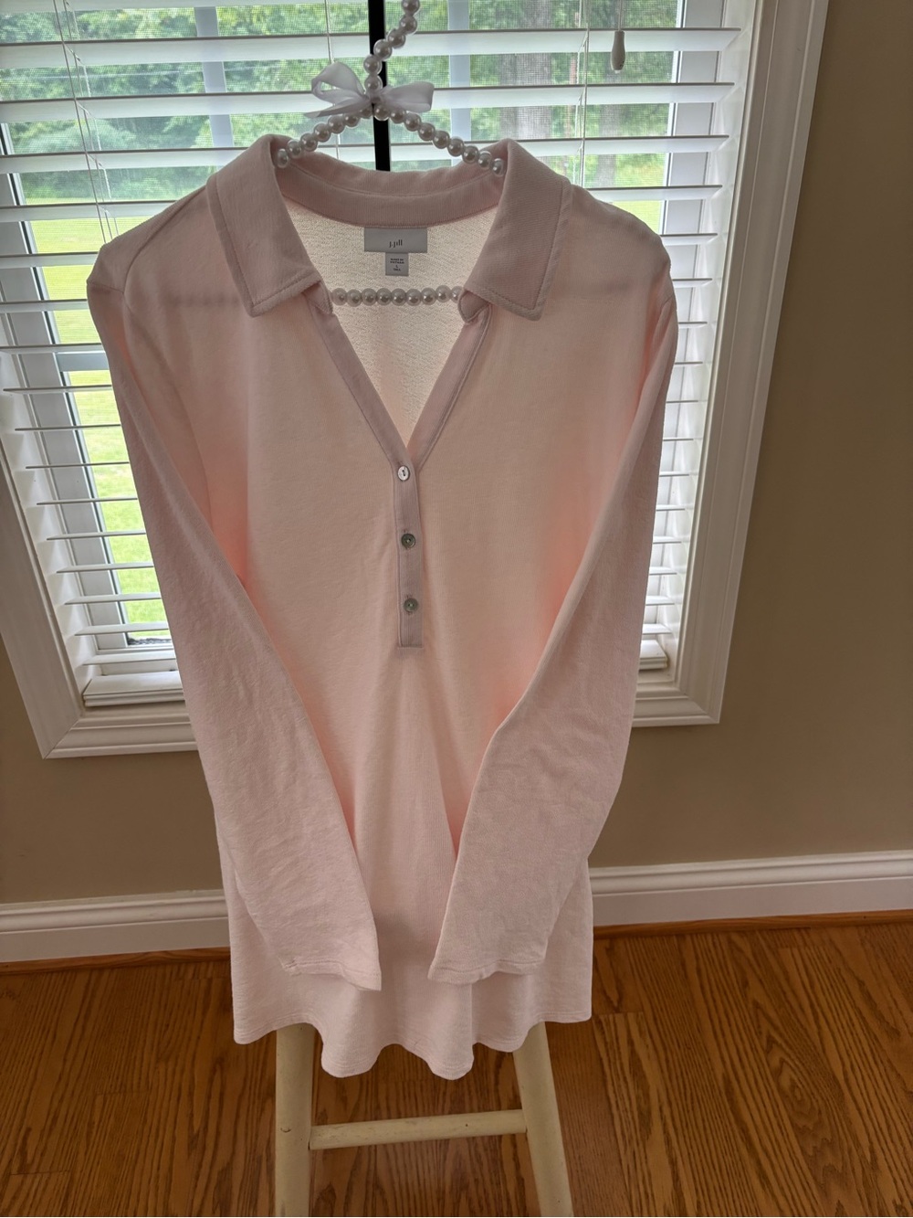 J. Jill Pale Pink Long-Sleeve Polo Tunic
